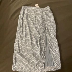 Blue and white midi skirt with a slit